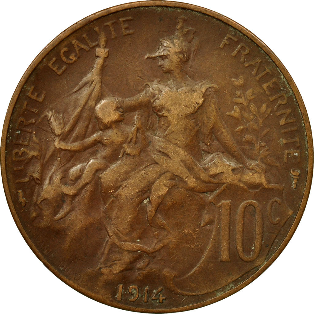 Munten, Frankrijk, Dupuis, 10 Centimes, 1914, Paris, FR+, Bronze, KM:843
