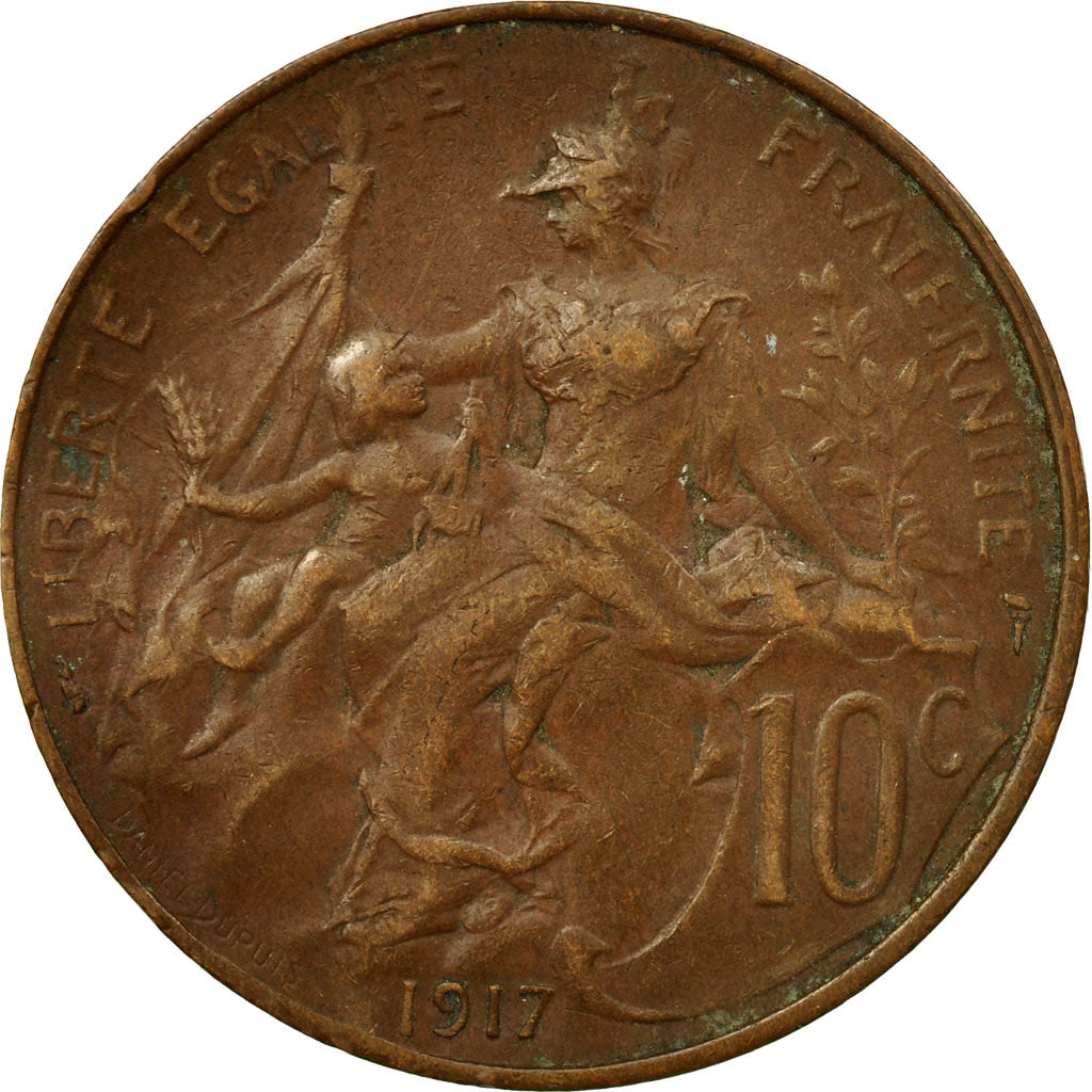 Monnaie, France, Dupuis, 10 Centimes, 1917, Paris, TB+, Bronze, KM:843
