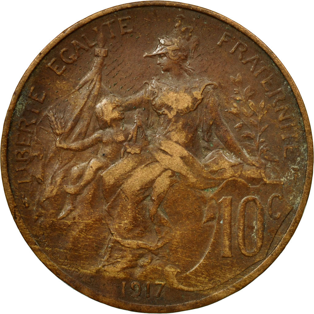 Coin, France, Dupuis, 10 Centimes, 1917, Paris, EF(40-45), Bronze, KM:843