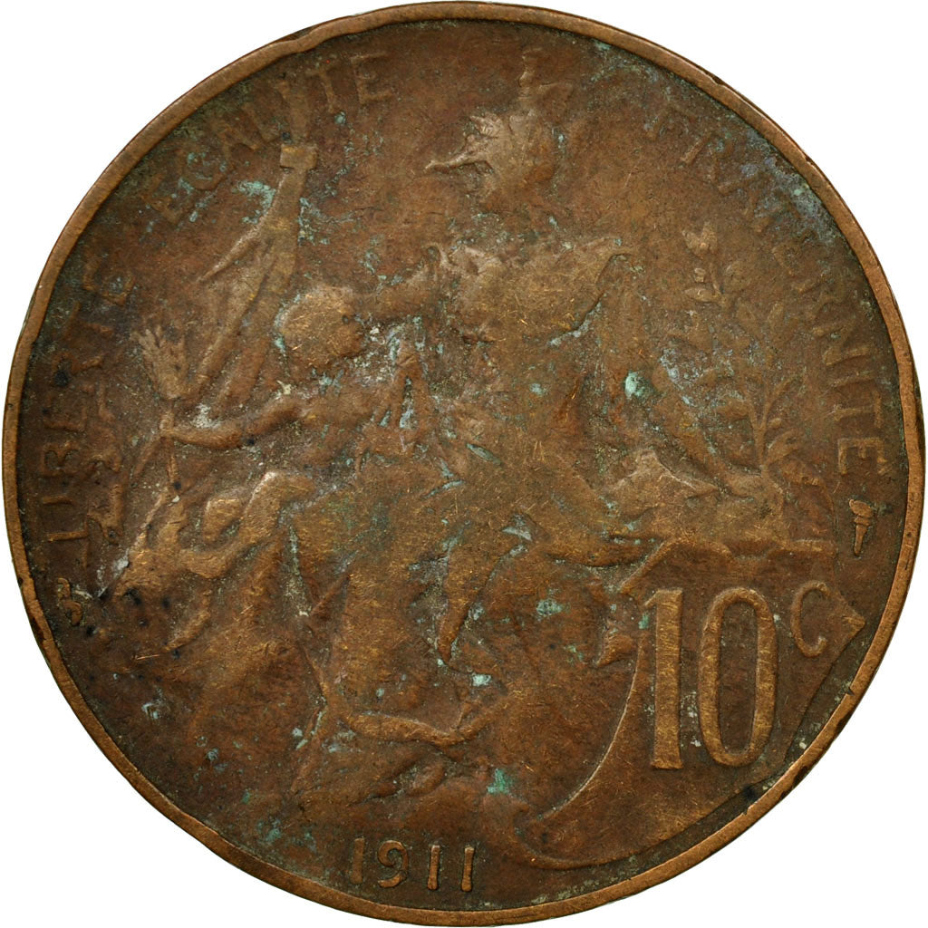 Munten, Frankrijk, Dupuis, 10 Centimes, 1911, Paris, FR, Bronze, KM:843, Le