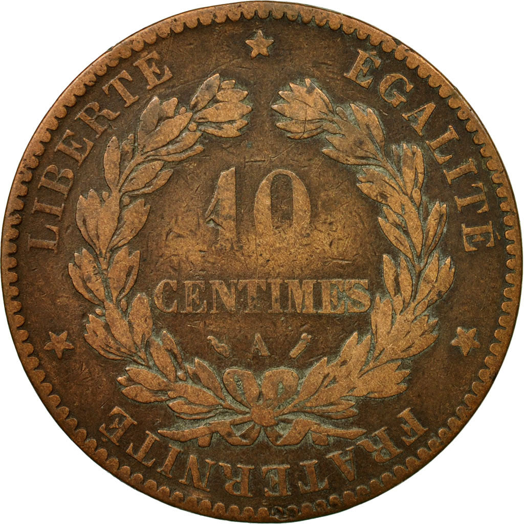 Munten, Frankrijk, Cérès, 10 Centimes, 1893, Paris, FR, Bronze, KM:815.1, Le
