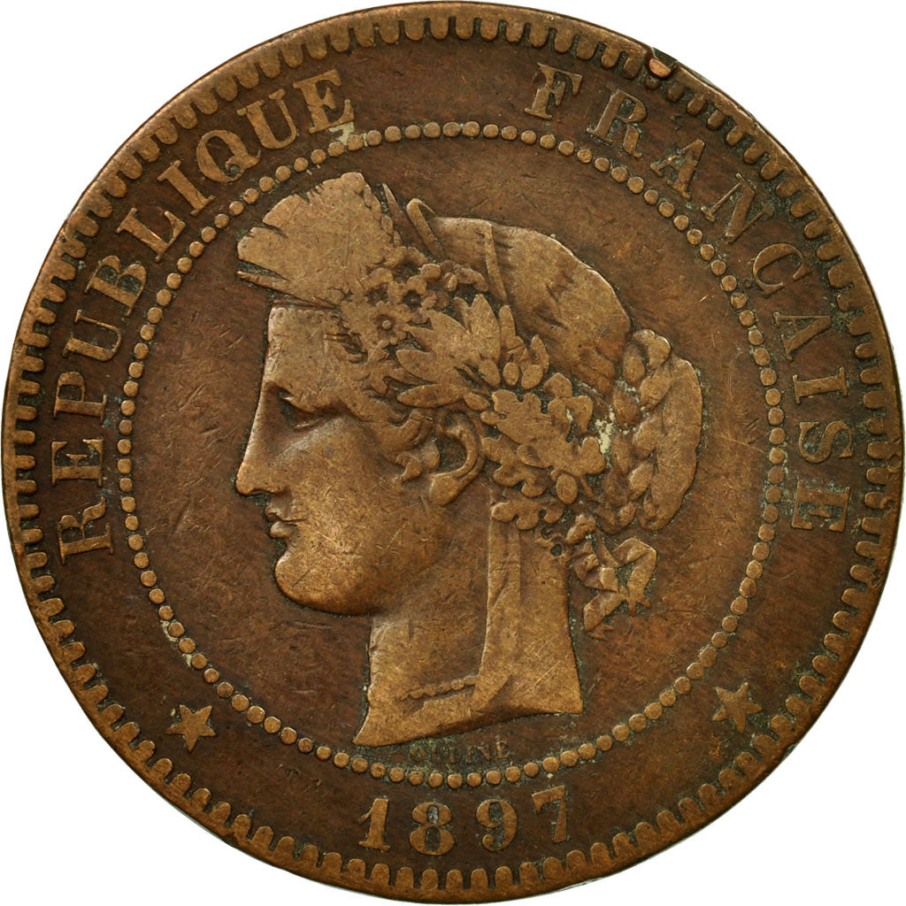 Coin, France, Cérès, 10 Centimes, 1897, Paris, VF(20-25), Bronze, KM:815.1, Le