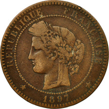 Coin, France, Cérès, 10 Centimes, 1897, Paris, VF(20-25), Bronze, KM:815.1, Le