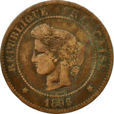 Coin, France, Cérès, 5 Centimes, 1896, Paris, VF(20-25), Bronze, KM:821.1, Le