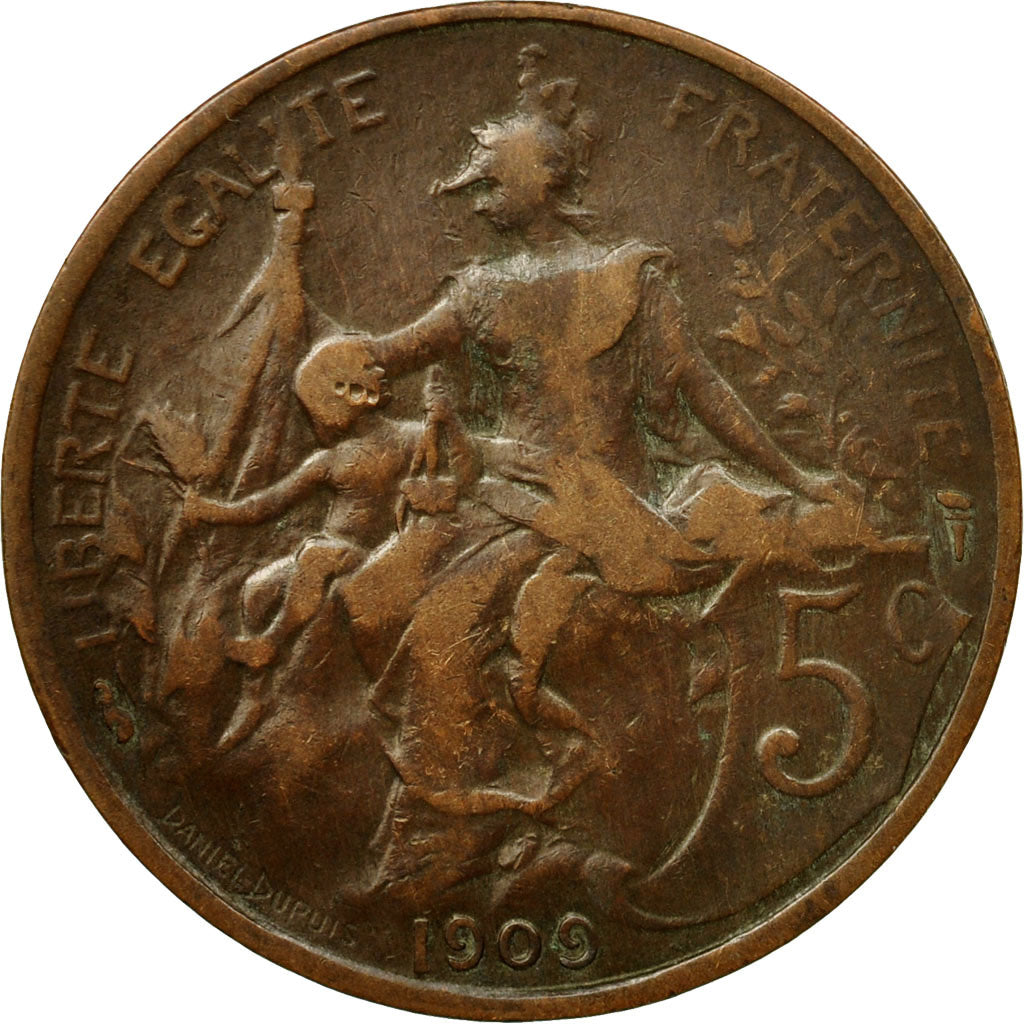 Coin, France, Dupuis, 5 Centimes, 1909, Paris, EF(40-45), Bronze, KM:842