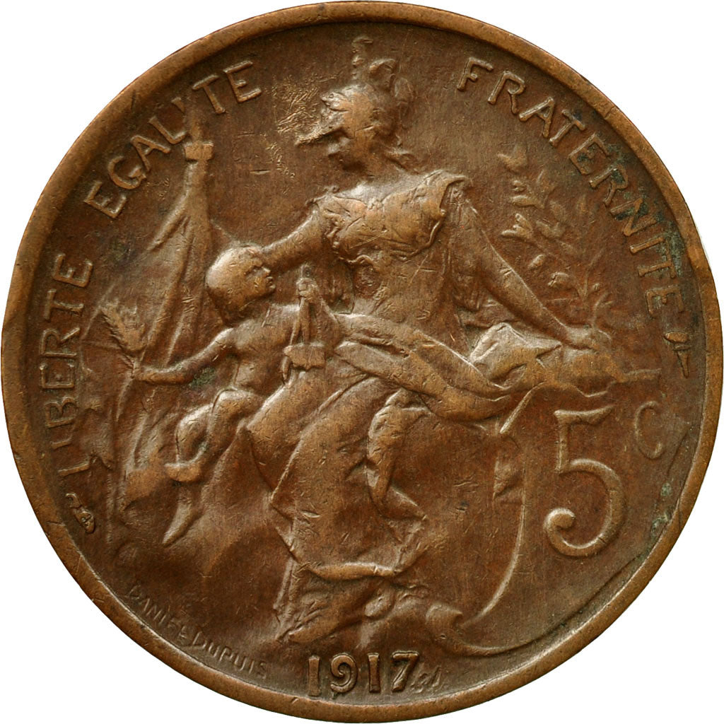 Coin, France, Dupuis, 5 Centimes, 1917, Paris, AU(50-53), Bronze, KM:842