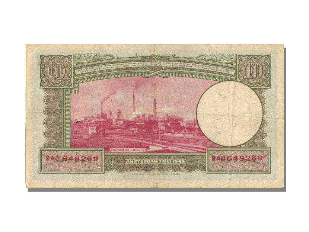 Netherlands, 10 Gulden, 1945, KM #75a, 1945-05-07, EF(40-45), 2AD