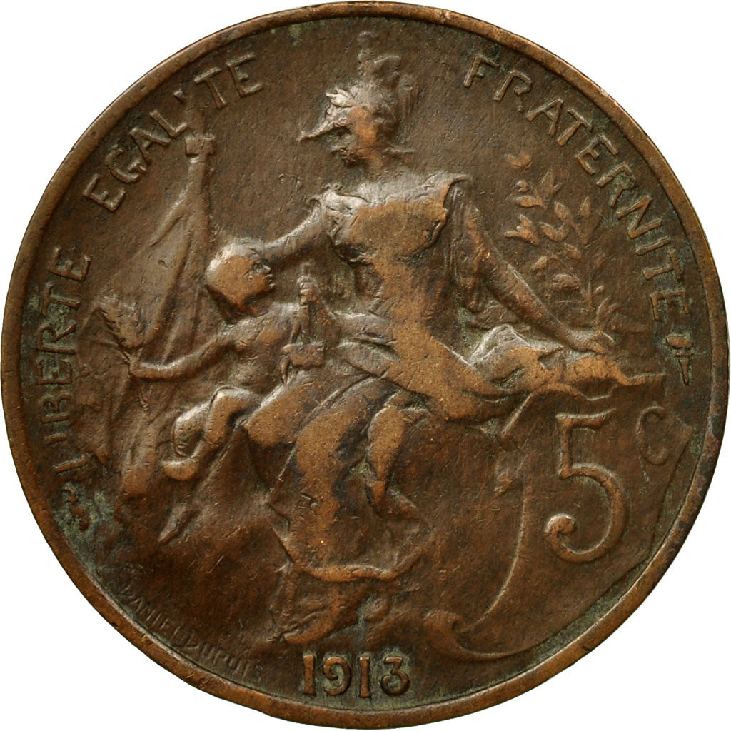 Monnaie, France, Dupuis, 5 Centimes, 1913, Paris, TB+, Bronze, KM:842, Le
