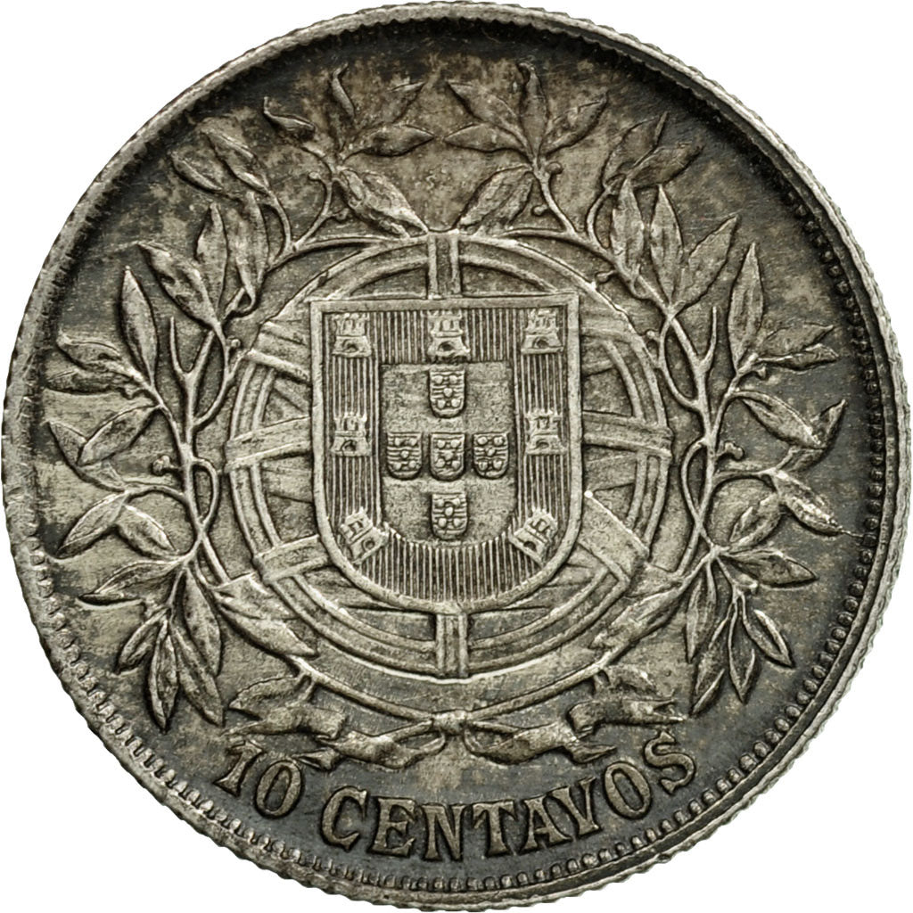 Coin, Portugal, 10 Centavos, 1915, VF(30-35), Silver, KM:563