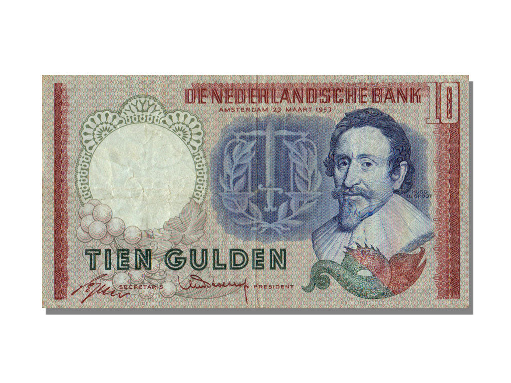 Banknote, Netherlands, 10 Gulden, 1953, 1953-03-23, AU(55-58)