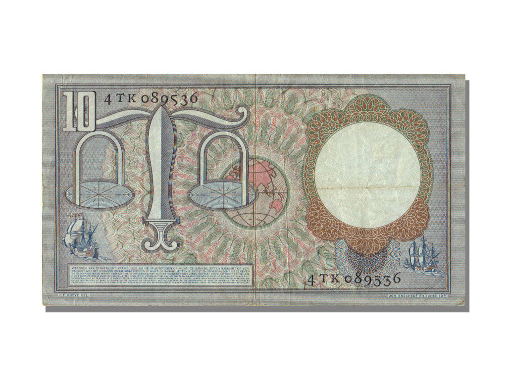 Banknote, Netherlands, 10 Gulden, 1953, 1953-03-23, AU(55-58)