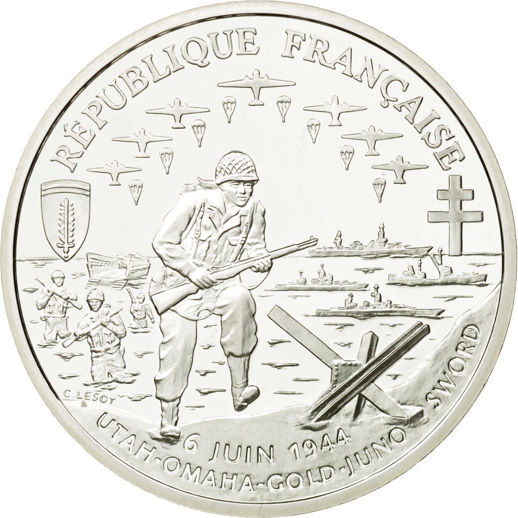 Coin, France, Franc, 1993, Paris, MS(65-70), Silver, KM:1014