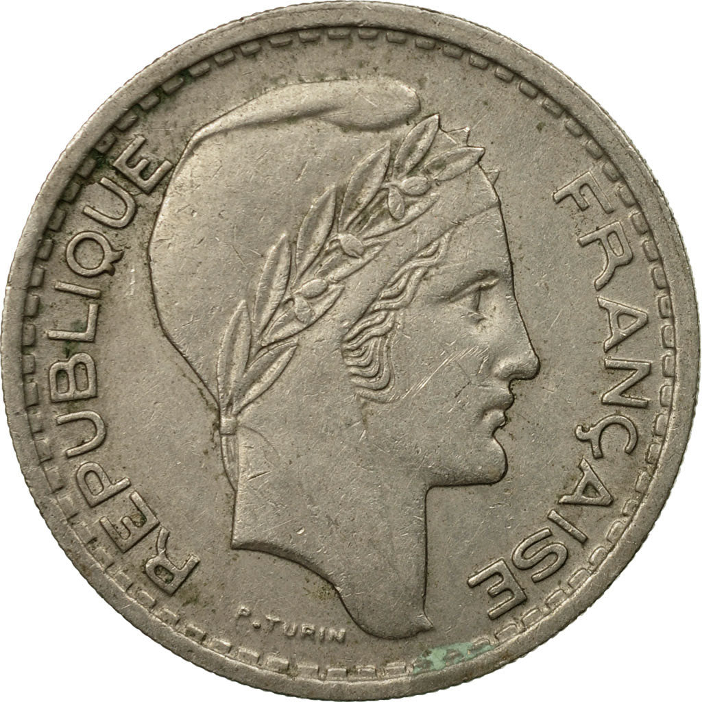 Moneda, Francia, Turin, 10 Francs, 1948, Beaumont - Le Roger, BC+, Cobre -