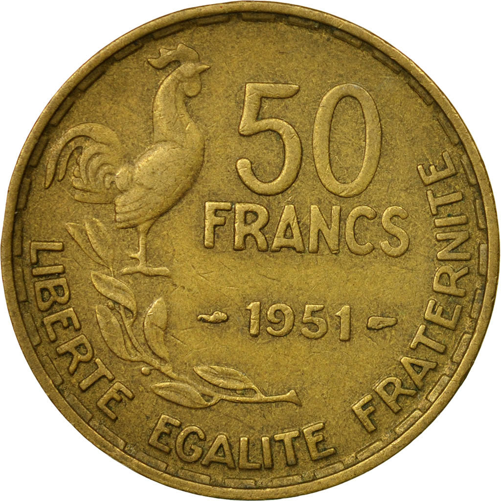 Coin, France, Guiraud, 50 Francs, 1951, Paris, EF(40-45), Aluminum-Bronze