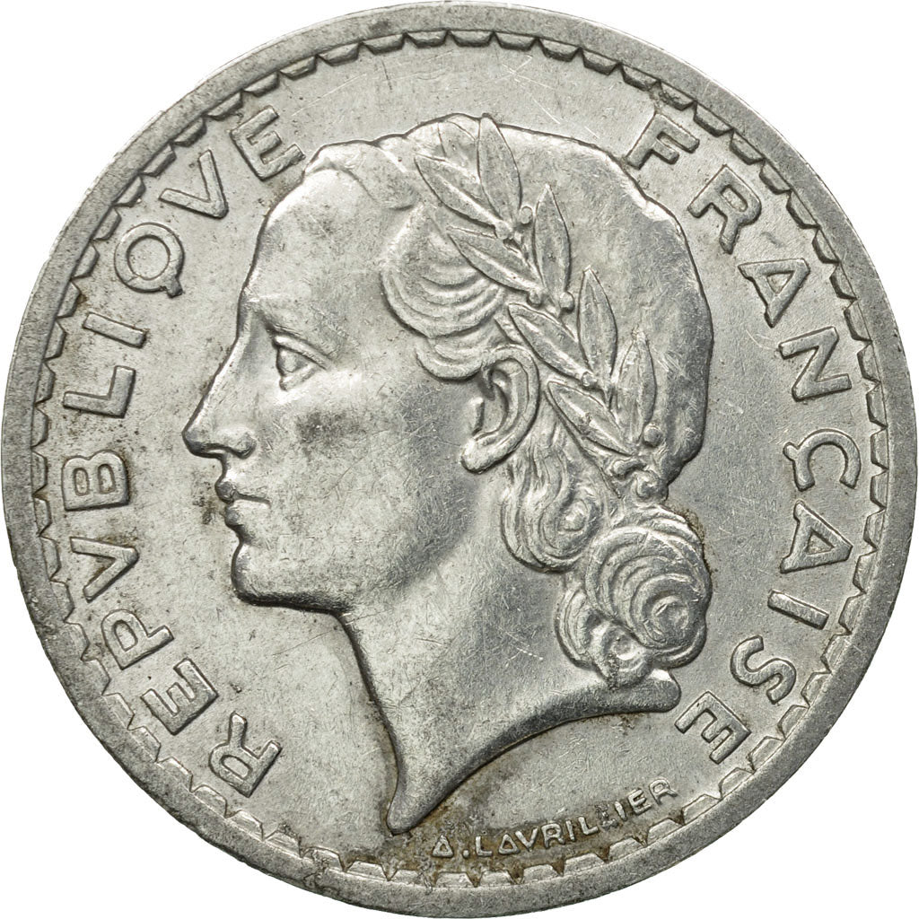 Moneta, Francia, Lavrillier, 5 Francs, 1947, Paris, MB+, Alluminio, KM:888b.1