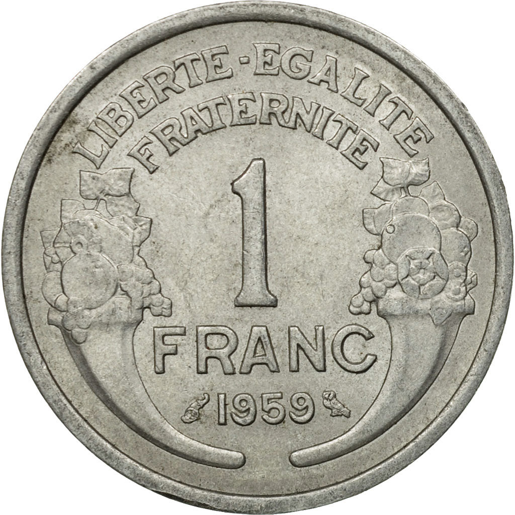 Coin, France, Morlon, Franc, 1959, Paris, EF(40-45), Aluminum, KM:885a.1, Le