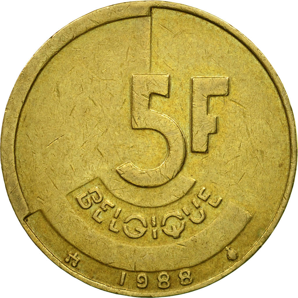 Coin, Belgium, 5 Francs, 5 Frank, 1989, EF(40-45), Brass Or Aluminum-Bronze
