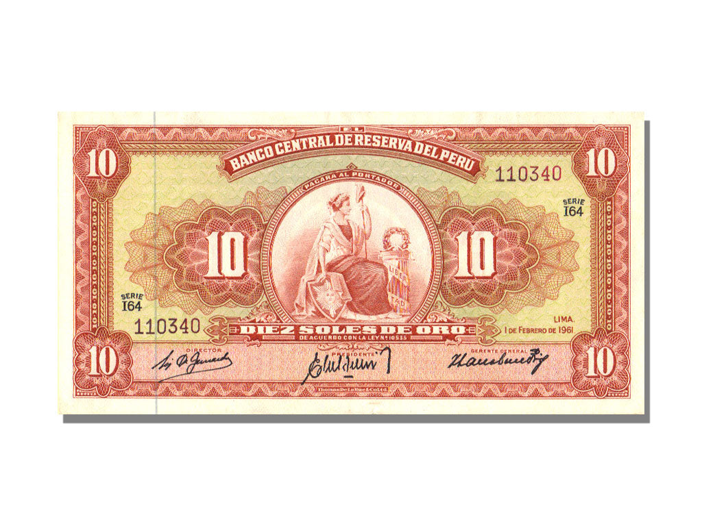 Perù, 10 Soles, 1961, KM:82a, 1961-02-01, SPL