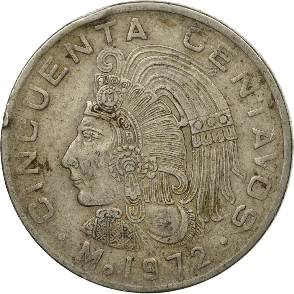 Moneda, México, 50 Centavos, 1972, Mexico City, BC+, Cobre - níquel, KM:452