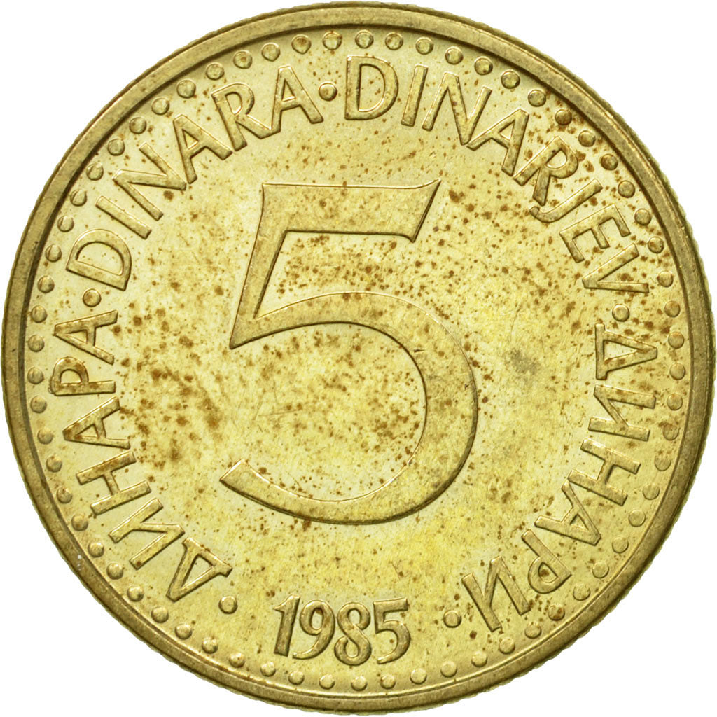 Coin, Yugoslavia, 5 Dinara, 1985, VF(20-25), Nickel-brass, KM:88