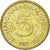 Moneta, Jugosławia, 5 Dinara, 1985, VF(20-25), Mosiądz niklowy, KM:88