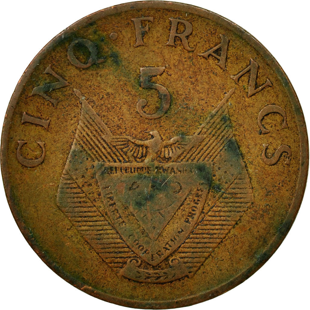 Monnaie, Rwanda, 5 Francs, 1974, British Royal Mint, B+, Bronze, KM:13