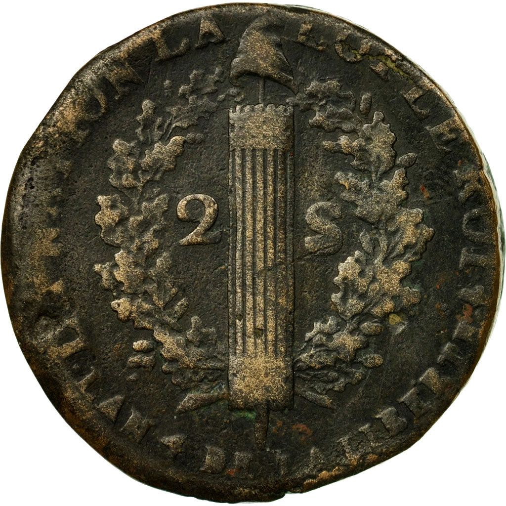 Munten, Frankrijk, 2 sols françois, 2 Sols, 1792, Lille, FR+, Bronze