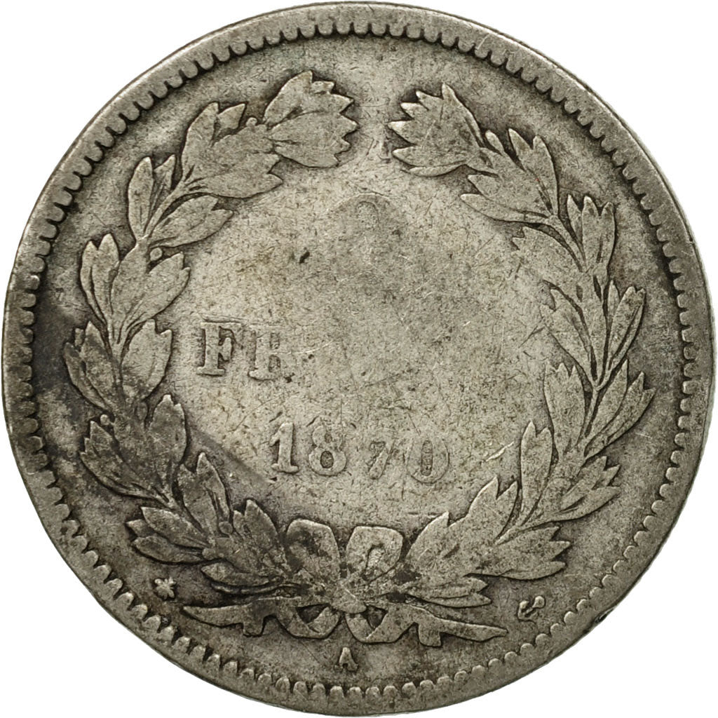 Coin, France, Cérès, 2 Francs, 1870, Paris, VG(8-10), Silver, KM:816.1, Le