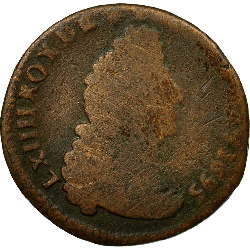 Coin, France, Louis XIV, Liard de France au buste âgé, troisième type, Liard