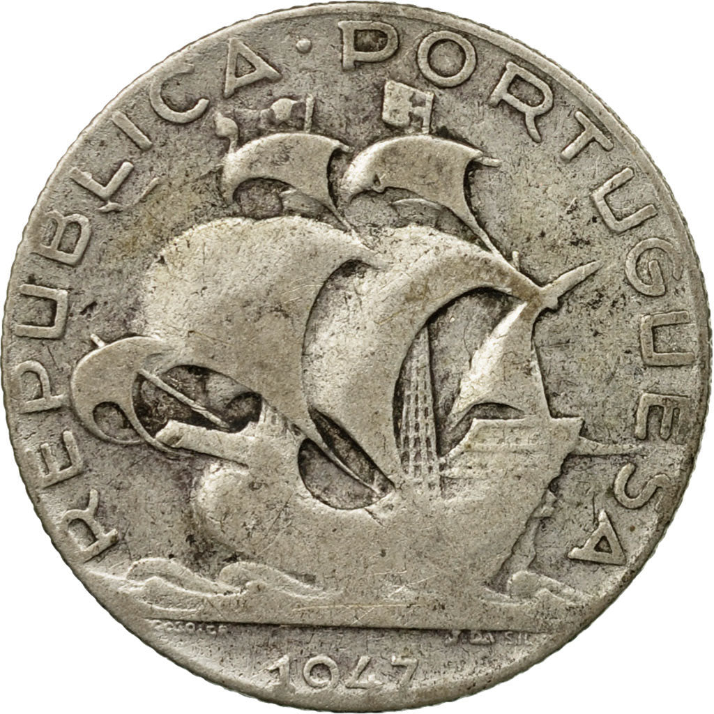 Monnaie, Portugal, 2-1/2 Escudos, 1947, TB, Argent, KM:580