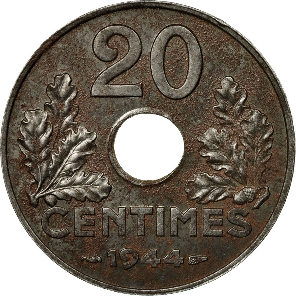 Coin, France, État français, 20 Centimes, 1944, Paris, EF(40-45), Iron