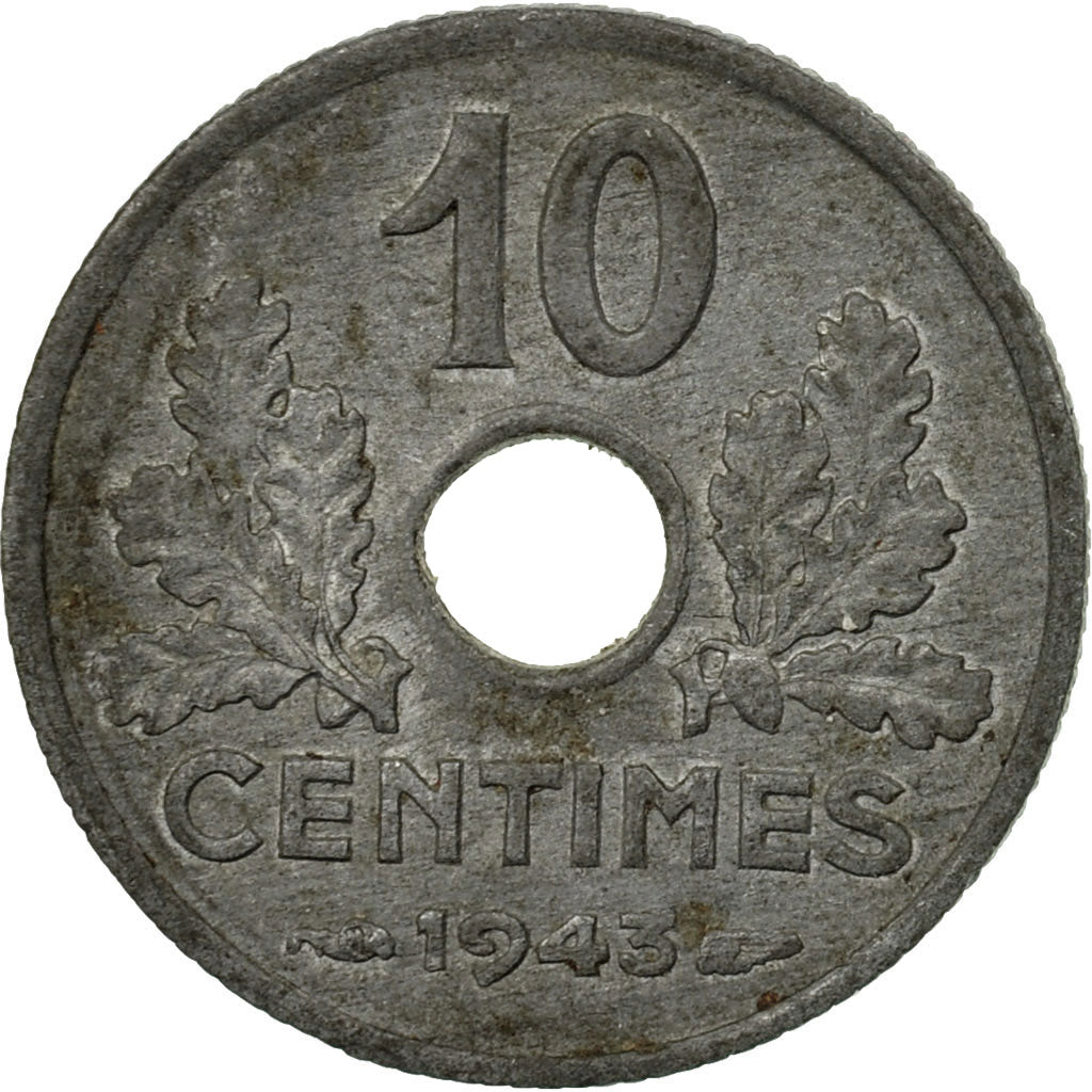 Monnaie, France, État français, 10 Centimes, 1943, Paris, TB+, Zinc, KM:903