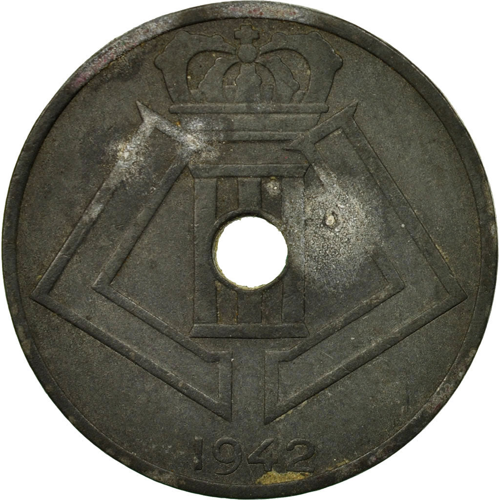 Moneda, Bélgica, 25 Centimes, 1942, BC+, Cinc, KM:132