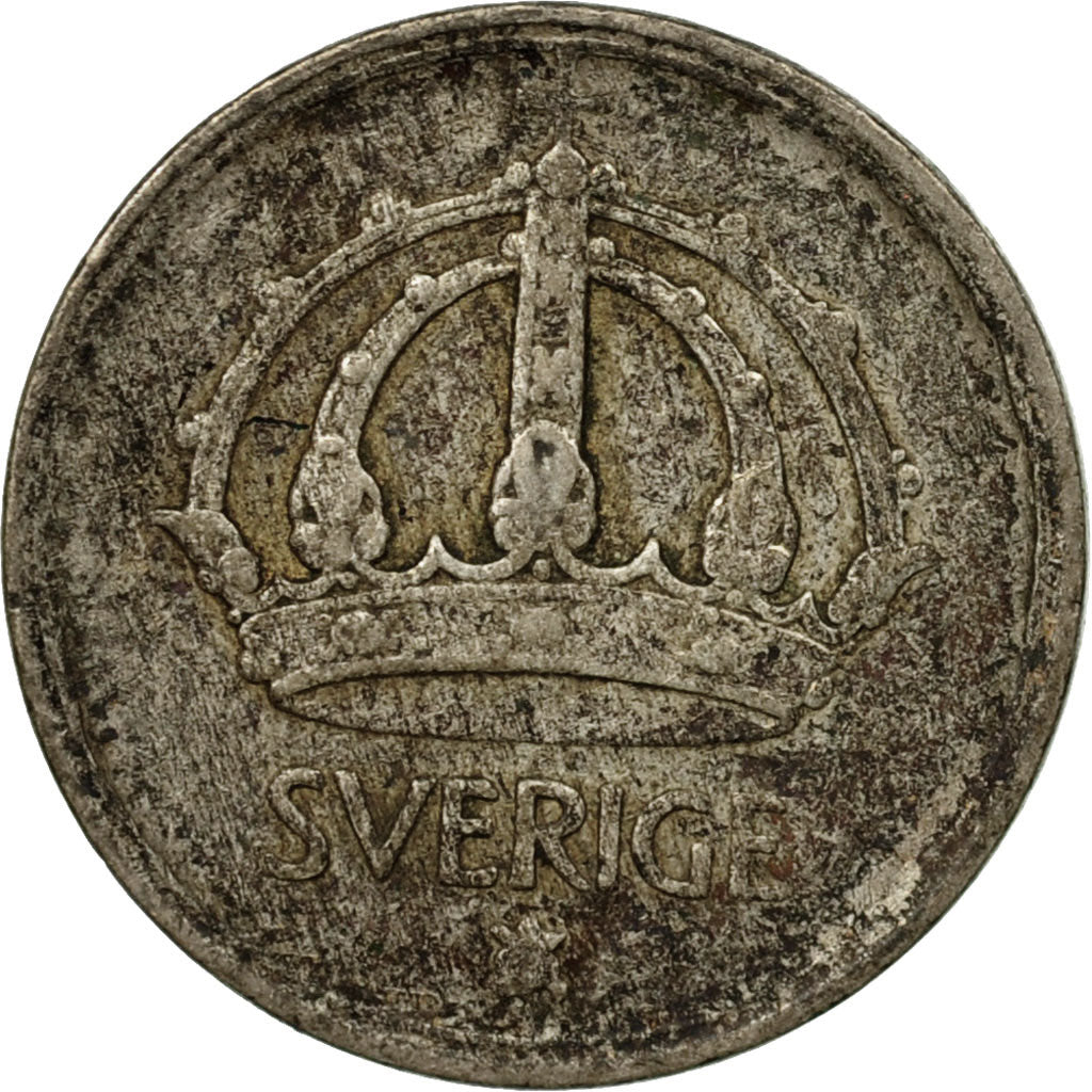Coin, Sweden, Gustaf V, 10 Öre, 1945, F(12-15), Silver, KM:813