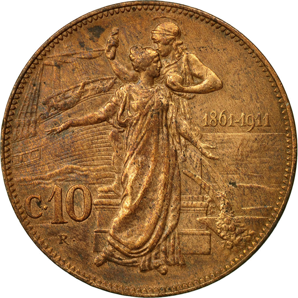 Coin, Italy, Vittorio Emanuele III, 10 Centesimi, 1911, Rome, VF(30-35), Bronze