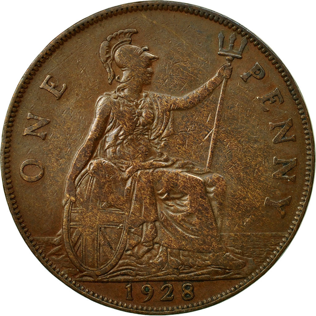 Coin, Great Britain, George V, Penny, 1928, EF(40-45), Bronze, KM:838