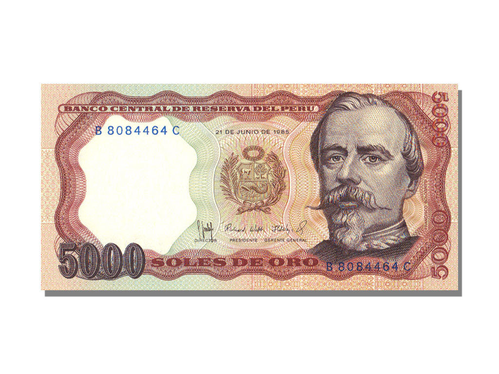 Banknote, Peru, 5000 Soles De Oro, 1985, 1985-06-21, KM:123, UNC(65-70)