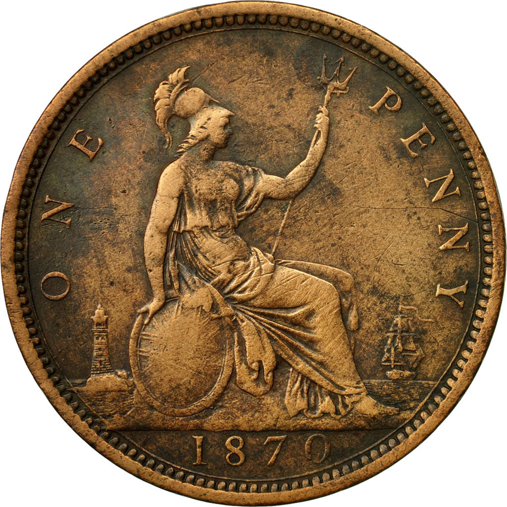 Coin, Great Britain, Victoria, Penny, 1870, EF(40-45), Bronze, KM:749.2