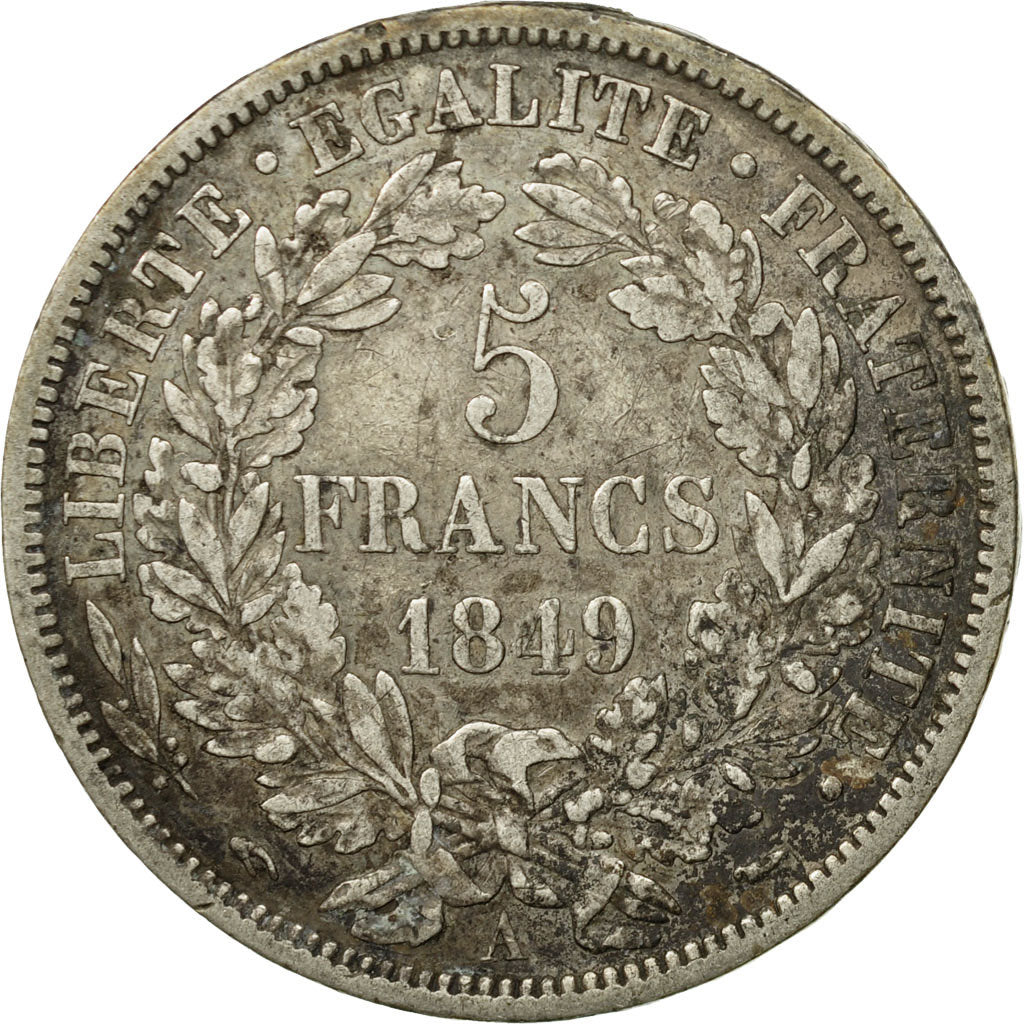 Coin, France, Cérès, 5 Francs, 1849, Paris, VF(20-25), Silver, KM:761.1, Le