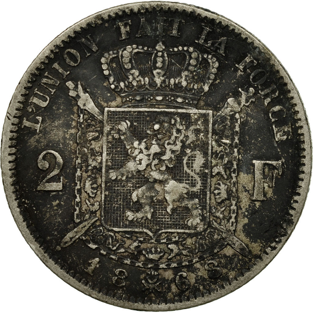 Coin, Belgium, Leopold II, 2 Francs, 2 Frank, 1868, VF(20-25), Silver, KM:30.2