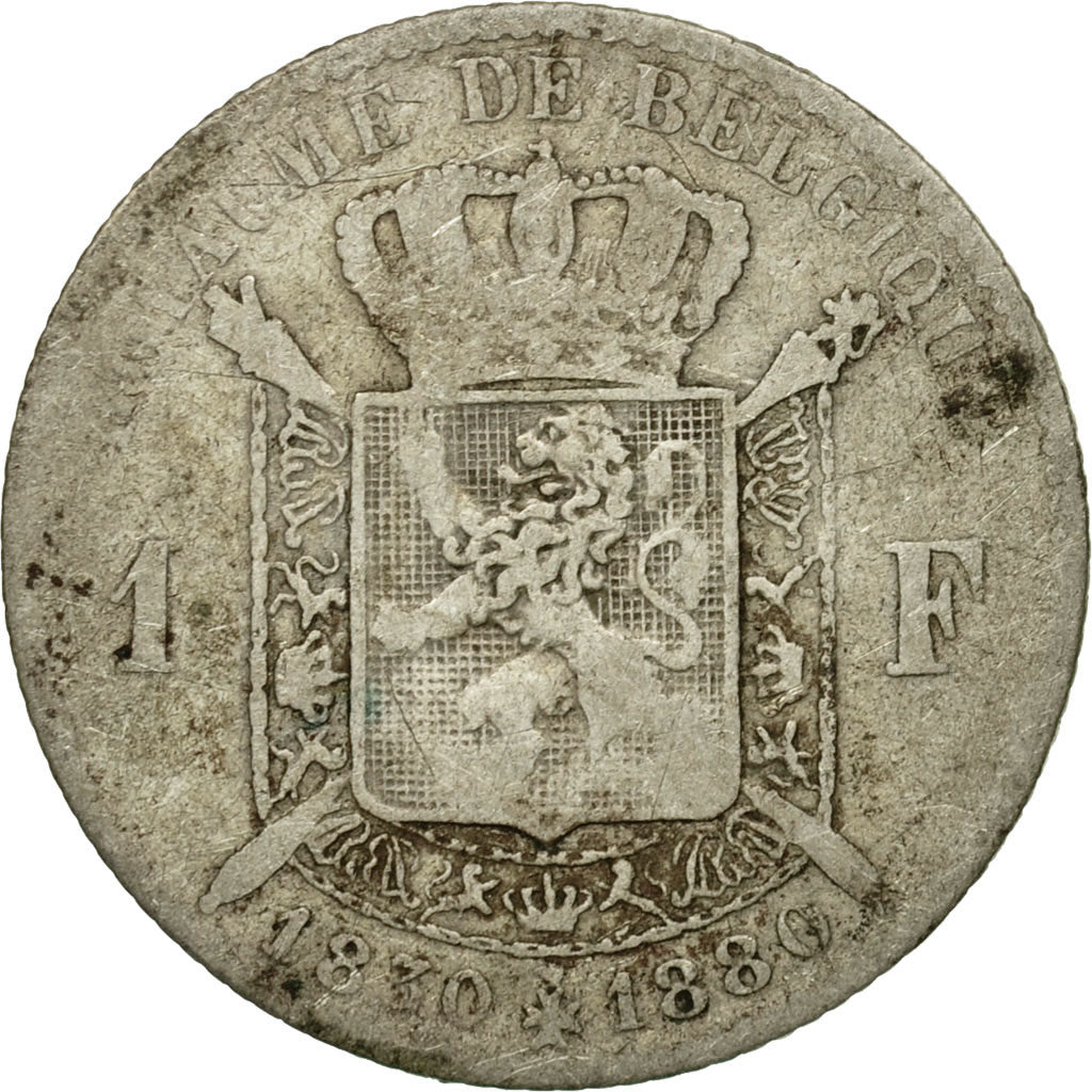 Coin, Belgium, Leopold II, Franc, 1880, VG(8-10), Silver, KM:38