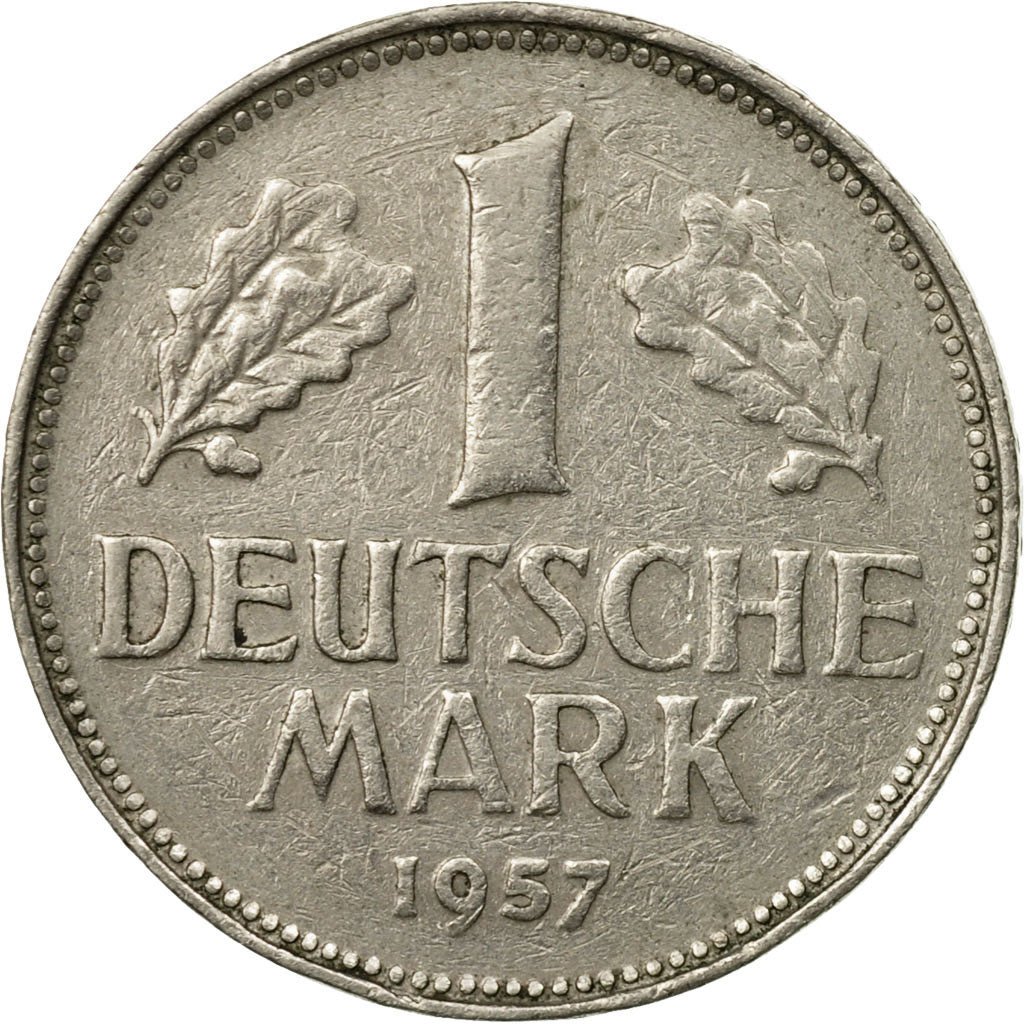 Coin, GERMANY - FEDERAL REPUBLIC, Mark, 1957, Karlsruhe, EF(40-45)
