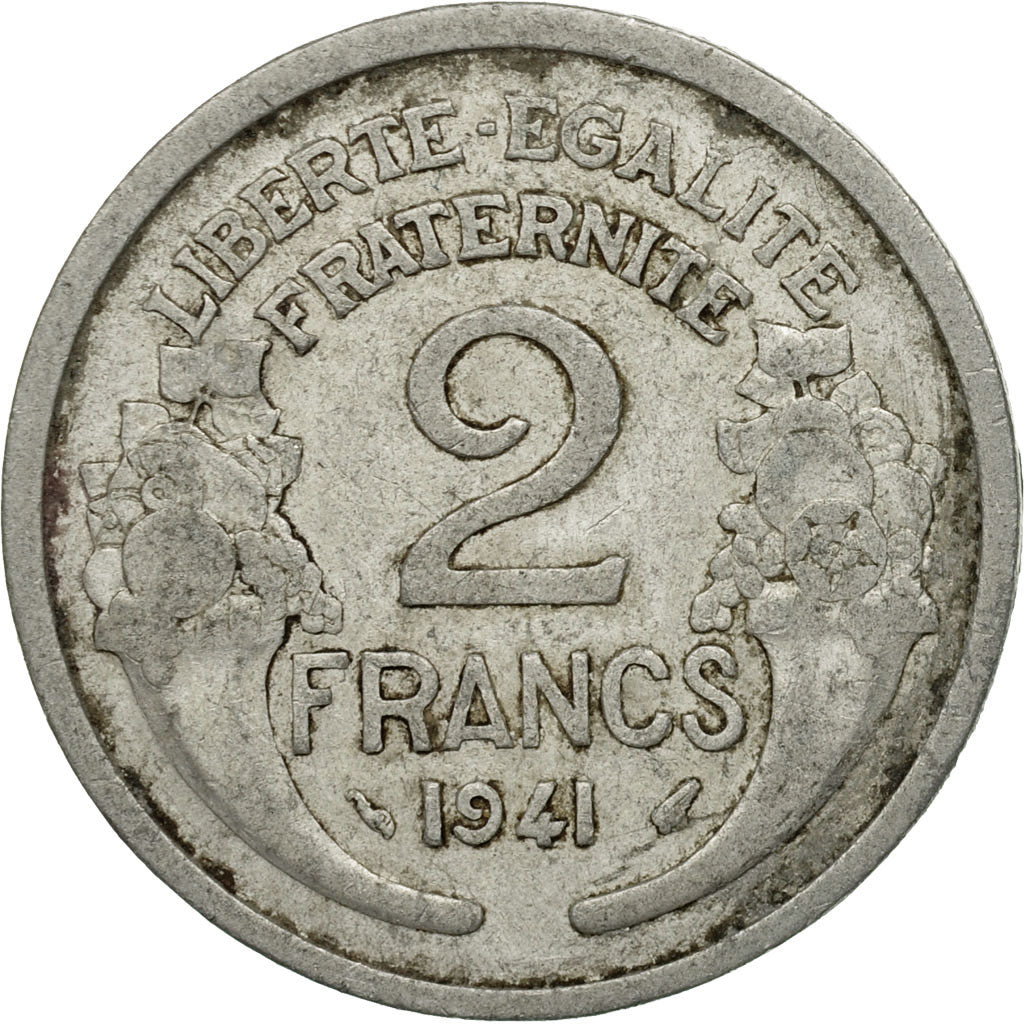 Münze, Frankreich, Morlon, 2 Francs, 1941, Paris, S, Aluminium, KM:886a.1