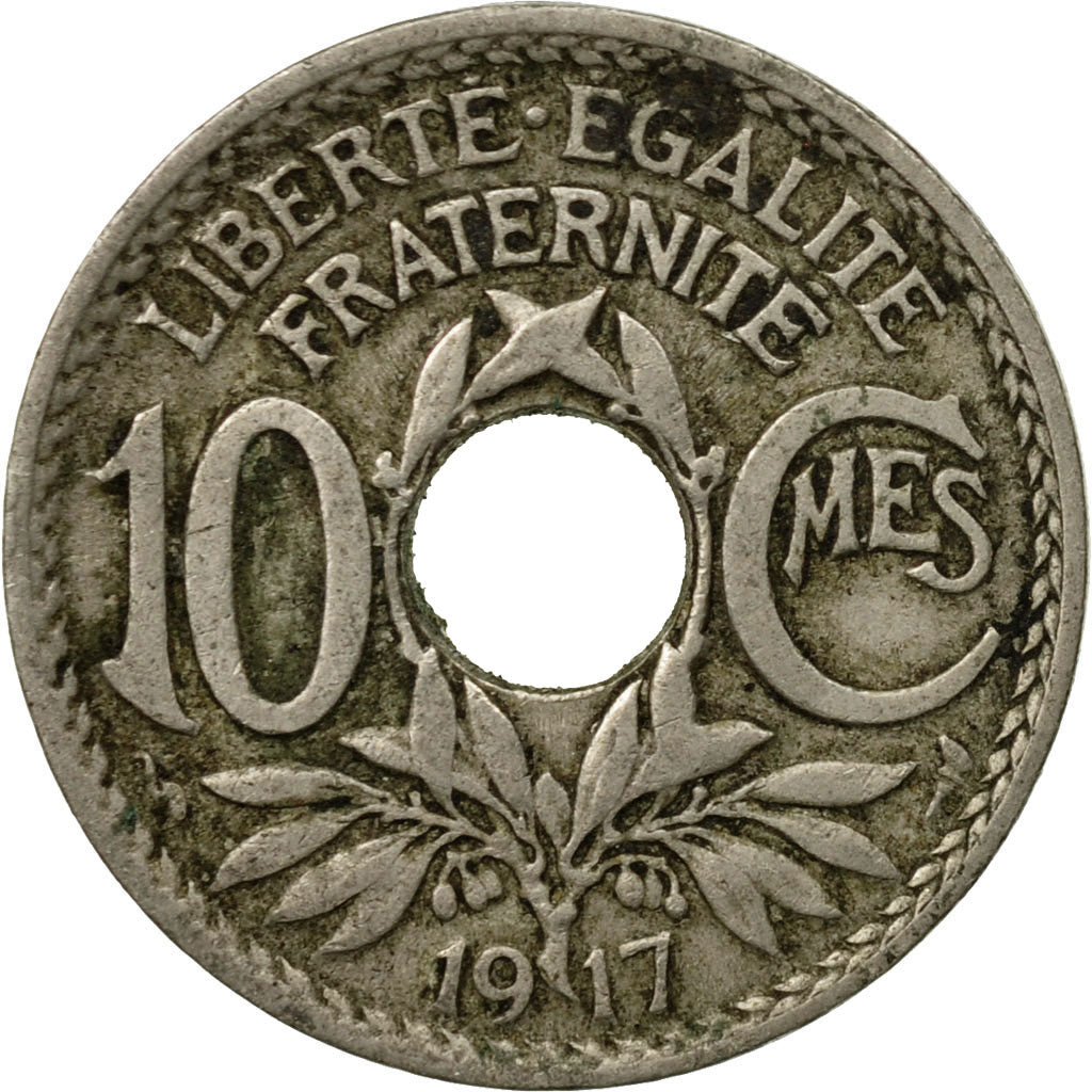 Munten, Frankrijk, Lindauer, 10 Centimes, 1917, Paris, FR+, Copper-nickel