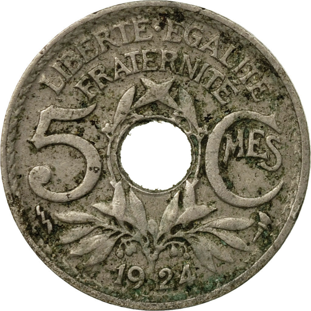 Coin, France, Lindauer, 5 Centimes, 1924, Poissy, VF(20-25), Copper-nickel