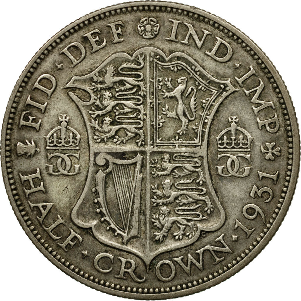 Coin, Great Britain, George V, 1/2 Crown, 1931, EF(40-45), Silver, KM:835