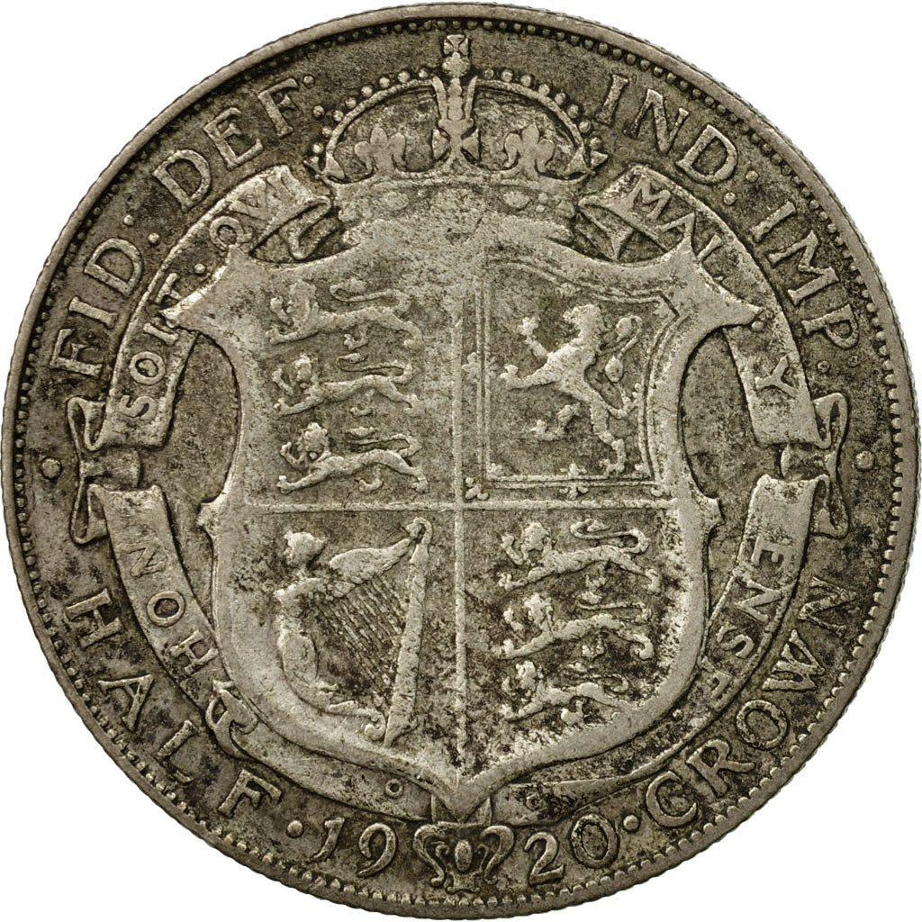 Coin, Great Britain, George V, 1/2 Crown, 1920, VF(30-35), Silver, KM:818.1a