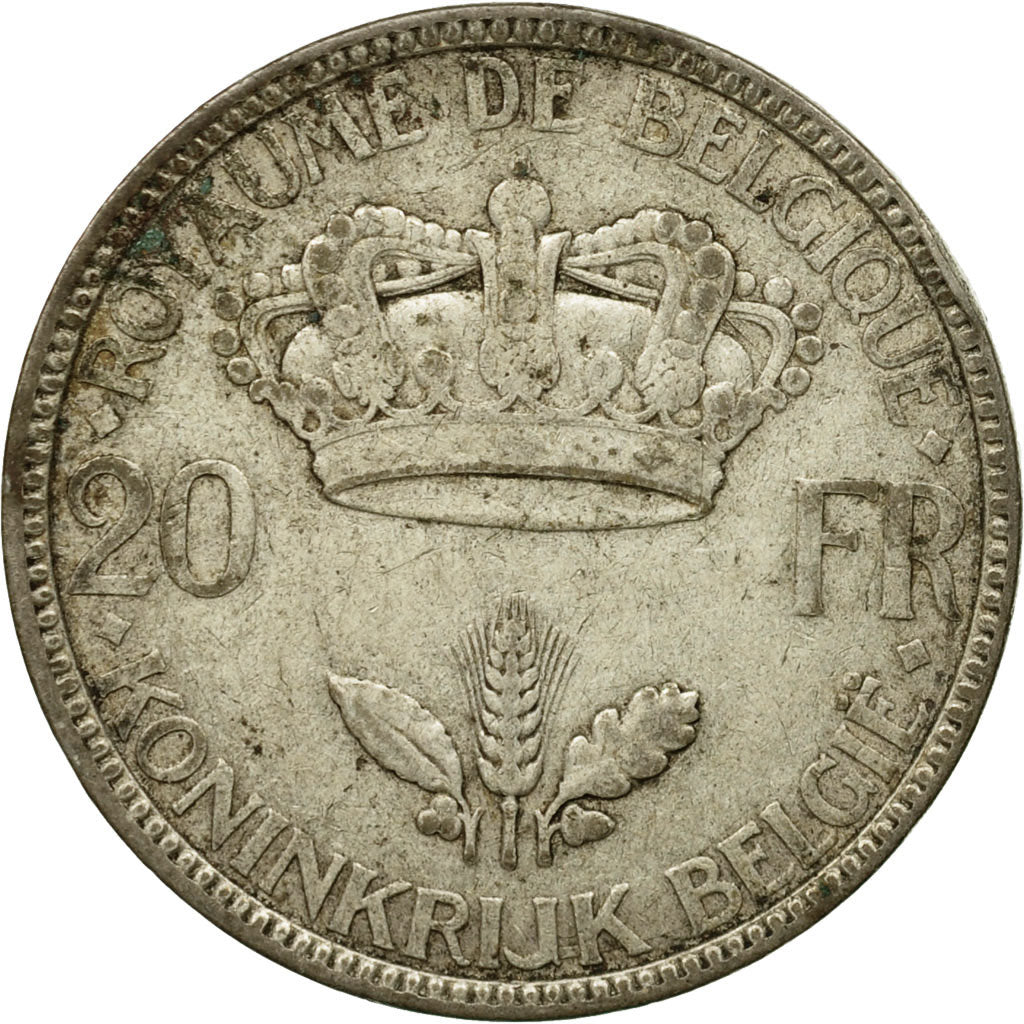 Munten, België, 20 Francs, 20 Frank, 1935, FR, Zilver, KM:105