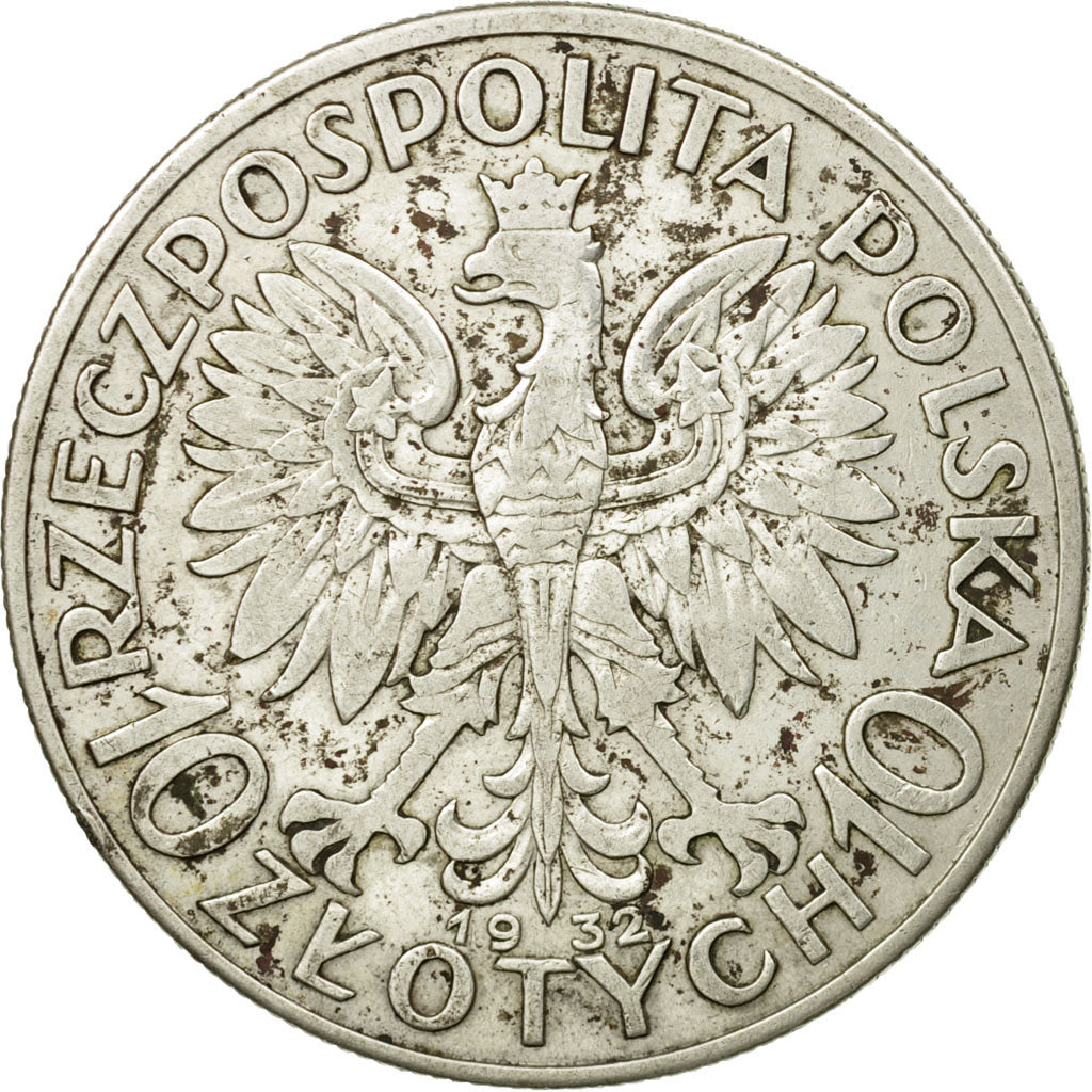 Coin, Poland, 10 Zlotych, 1932, Warsaw, EF(40-45), Silver, KM:22