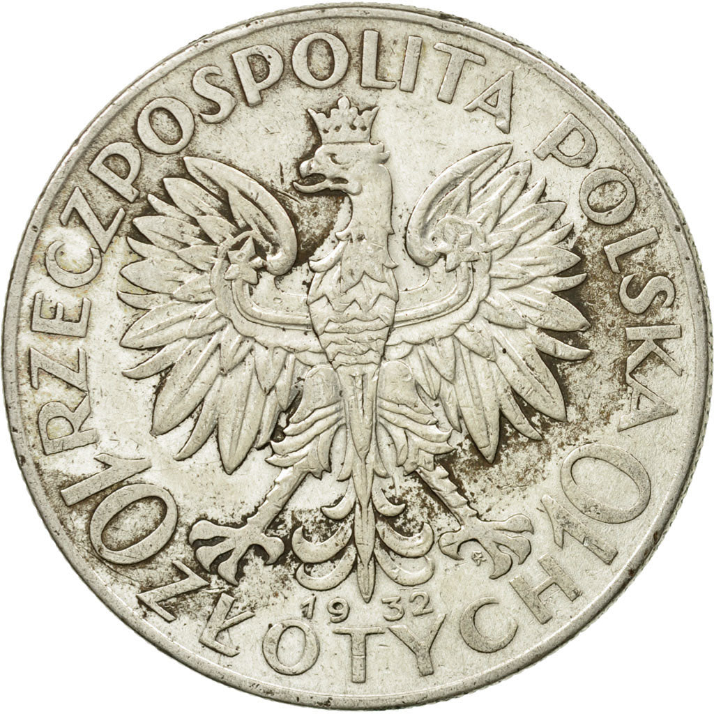 Coin, Poland, 10 Zlotych, 1932, Warsaw, VF(30-35), Silver, KM:22
